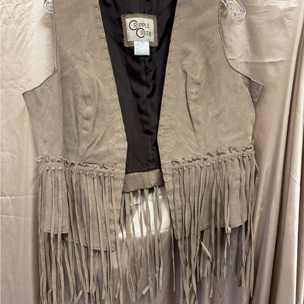 Tan Fringe Suede Vest